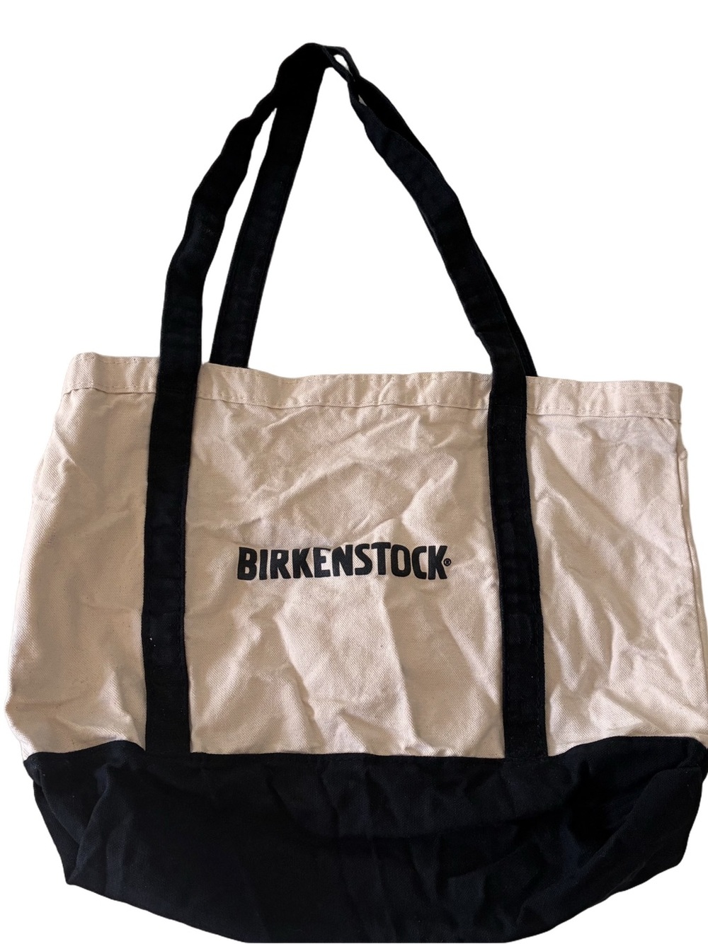 Birkenstock Cream and Black Canvas Tote